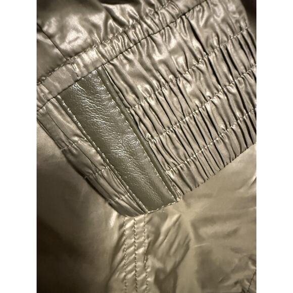 Mackage Jacket Womens Small Olive Hooded Full Zip Windbreaker Leather Trim - Picture 6 of 11